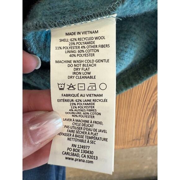 PrAna Women’s Milana Jacket Green Two Tone Medium Wool Blend - Picture 4 of 7